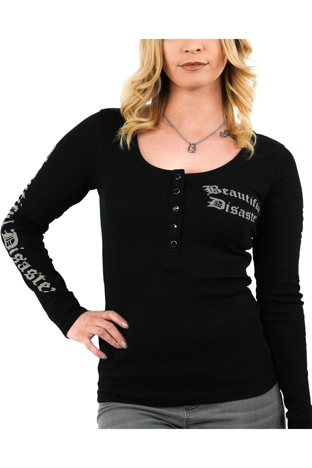 Beautiful Disaster Henley - Black - Image 10