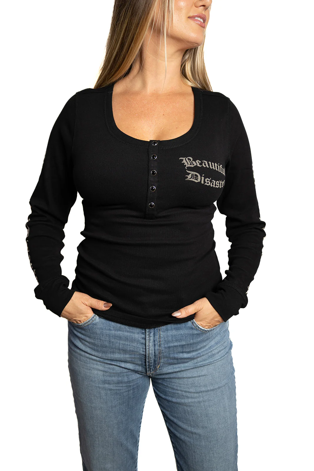 Beautiful Disaster Henley - Black - Image 6